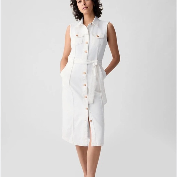 GAP Dresses & Skirts - GAP midi white denim jean dress. 12T